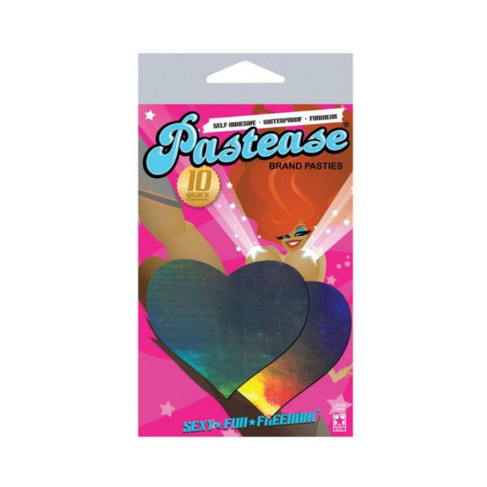 Pastease Hologram Heart Silver Pasties O/S