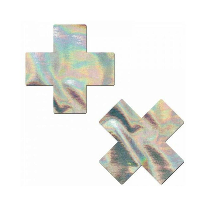 Pastease Holographic Crosses Pasties Silver