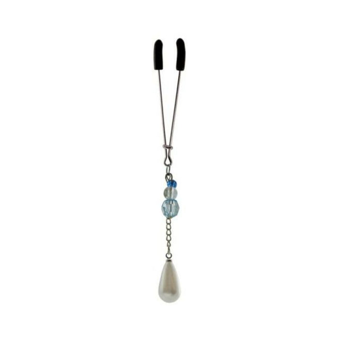 Bijoux De Cli Tweezer W/ Pearl On Chain & Blue Beads