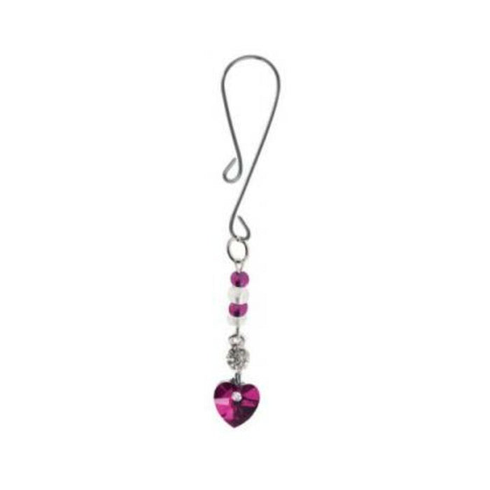 Bijoux De Cli Loop W/ Heart Charm & Fuschia Beads