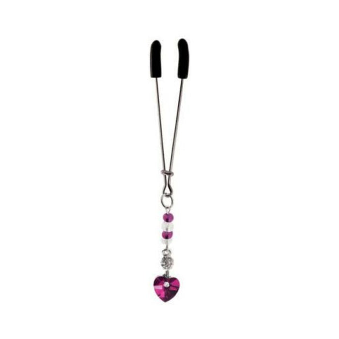 Bijoux De Cli Tweezer W/ Heart Charm & Fuchsia Beads