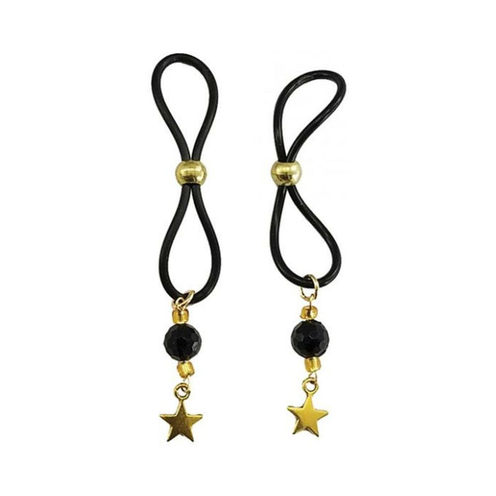 Bijoux De Nip Nipple Halos W/gold Stars - Black