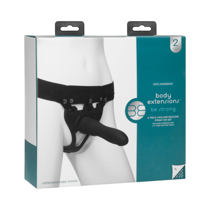 Body Extensions Hollow Large Dong Strap On Set Black | SexToy.com