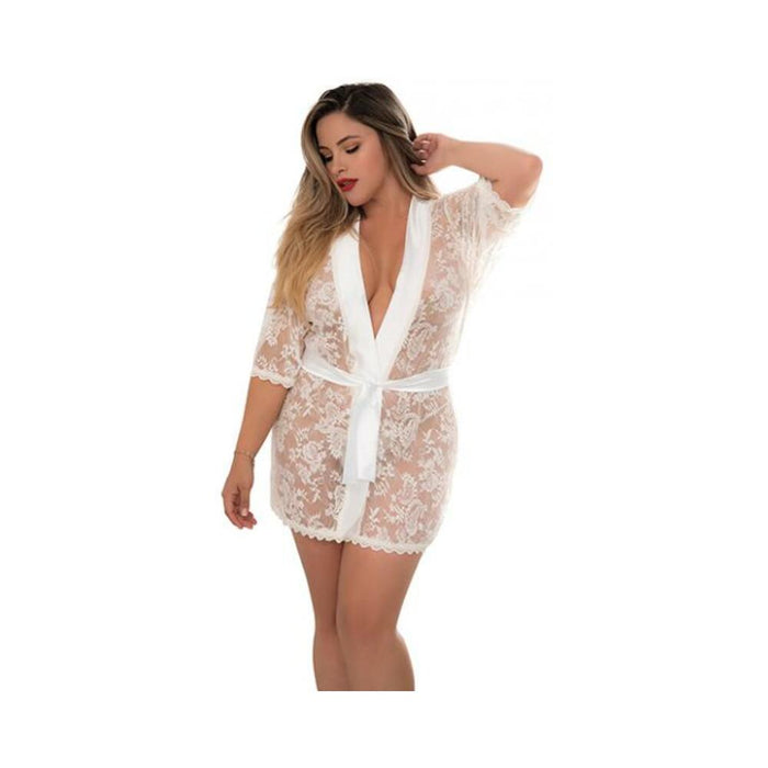 Lace Robe W/matching G-string Ivory 1x/2x