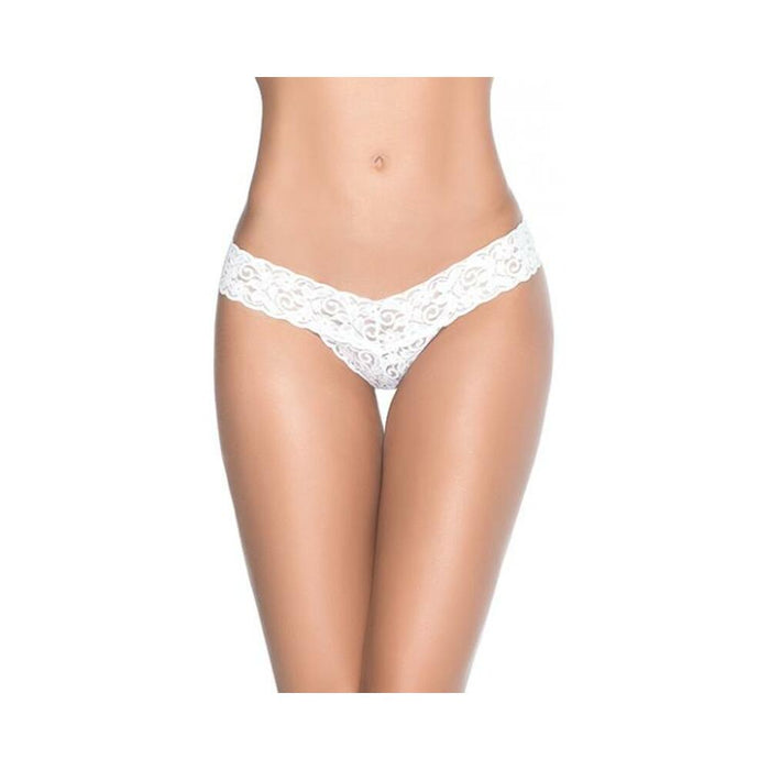 Patterned Lace Thong White Sm