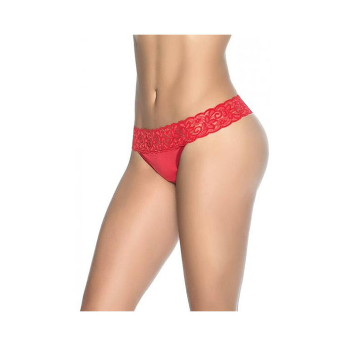 Lace Trim Thong Red Sm