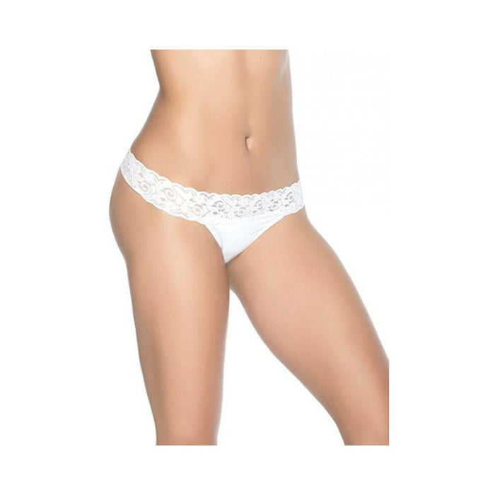 Lace Trim Thong White Sm