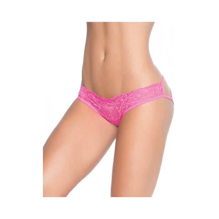 Lace Panty W/back Cage Hot Pink Sm