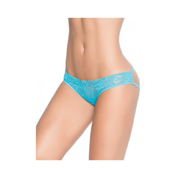 Lace Panty W/back Cage Turquoise Sm