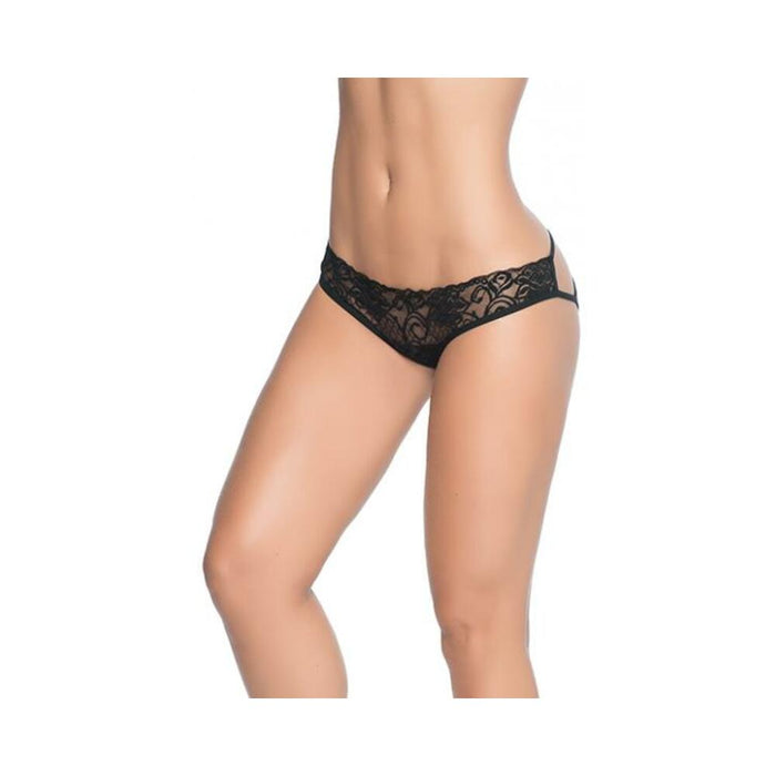 Lace Panty W/back Cage Black Sm