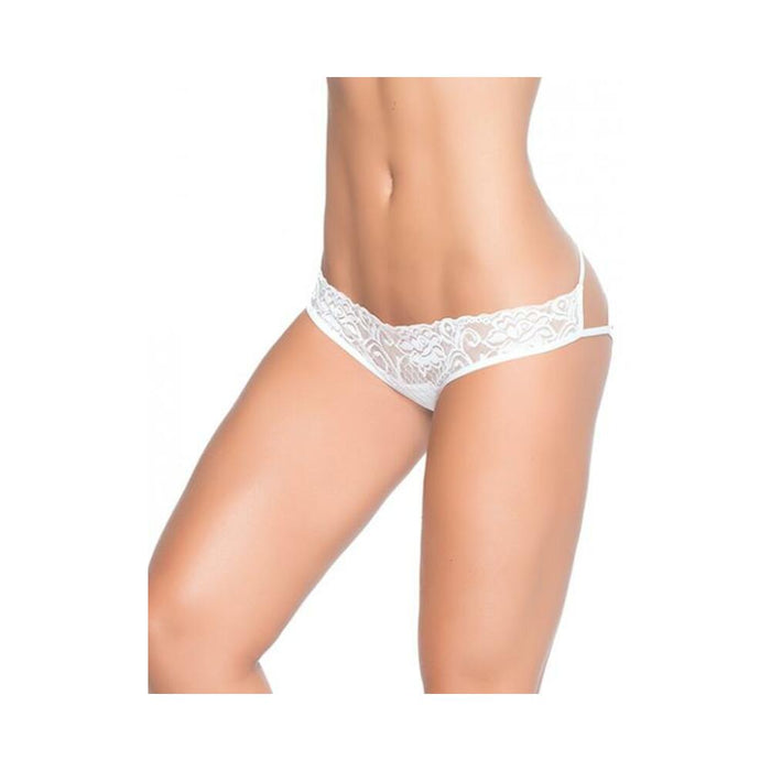 Lace Panty W/back Cage White Sm