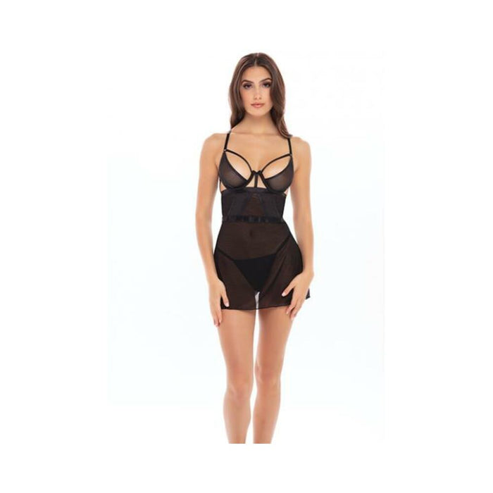 Rene Rofe New In Town Chemise & G-string Black S/m