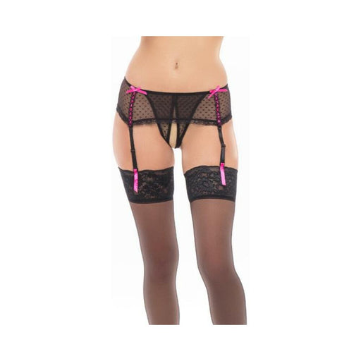 Dream Of Me Crotchless Garter Thong Black S/m | SexToy.com