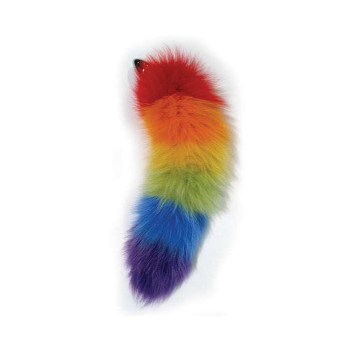 Rainbow Foxy Tail  Fur Tail With Stainless Steel Butt Plug | SexToy.com