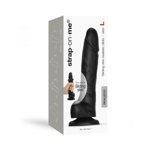 Strap-on-me Sliding Skin Realistic Dual-density Dildo Black L | SexToy.com