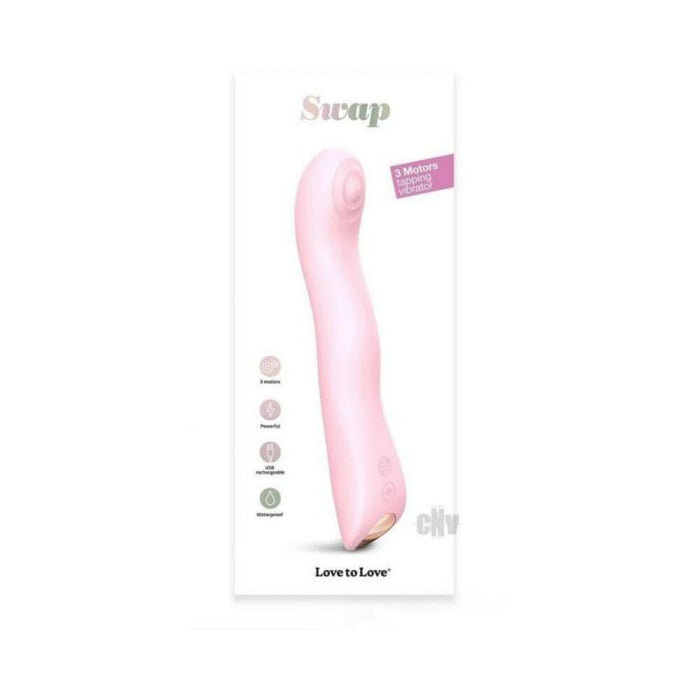 Love To Love Swap Rechargeable Triple Motor Tapping Silicone G-spot Vibrator Baby Pink