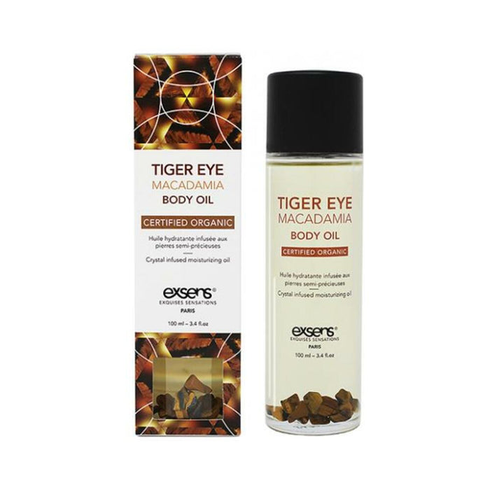 Exsens Organic Body Oil W/stones - Tiger Eye Macadamia 100 Ml