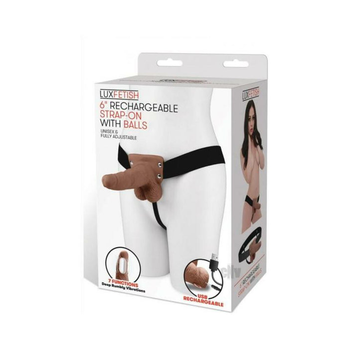 Lux F Recharge Strap On W/balls 6 Brown