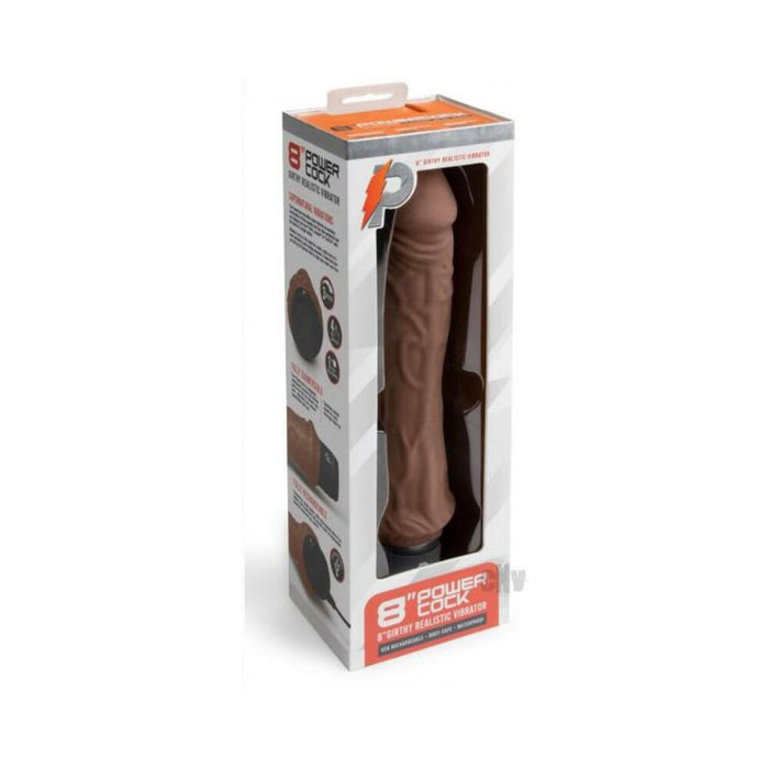 Pc Girthy Realistic Vibrator 8 Dk Brown