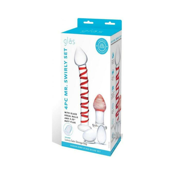 Glas Mr. Swirly Set With Glass Kegal Balls And 3.25 In. Buttplug | SexToy.com