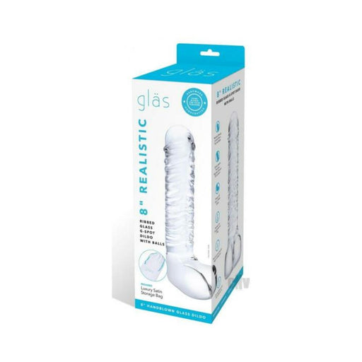 Glas Realistic Ribbed Glass G-spot Dildo With Balls | SexToy.com