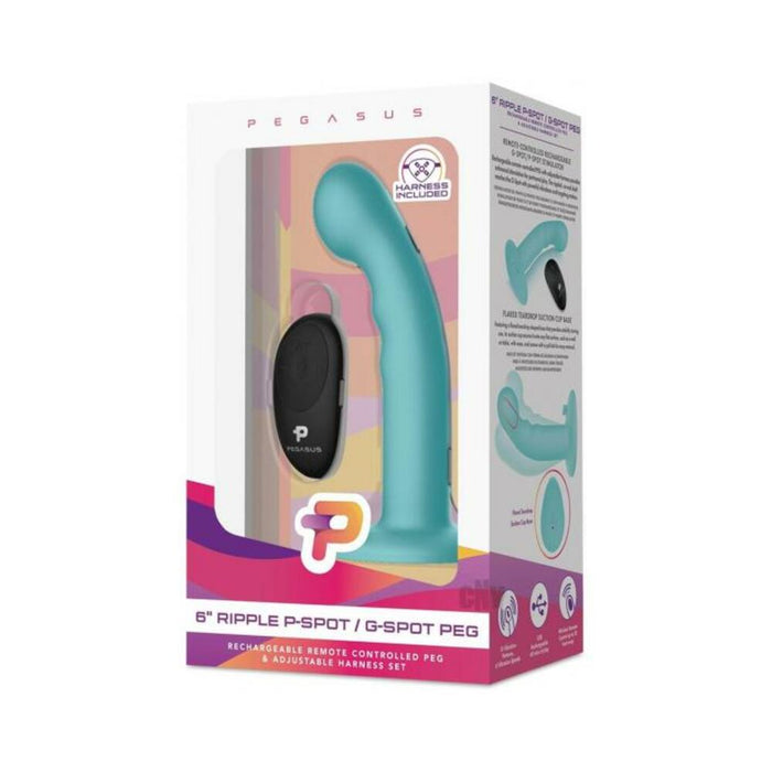 Pegasus Remote Control Ripple P-spot G-spot Peg Silicone Dildo With Harness 6 In. | SexToy.com