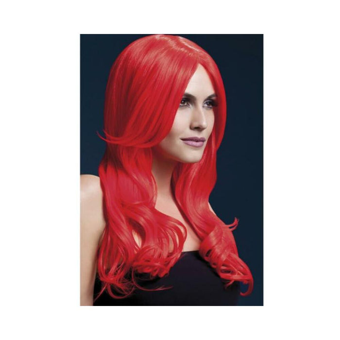 Smiffy Fever Wig Khloe Red 26 inches Long Wave Center Part