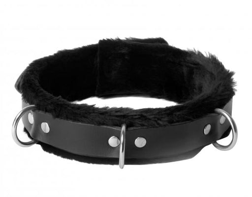 Strict Leather Narrow Fur Lined Locking Collar Black | SexToy.com