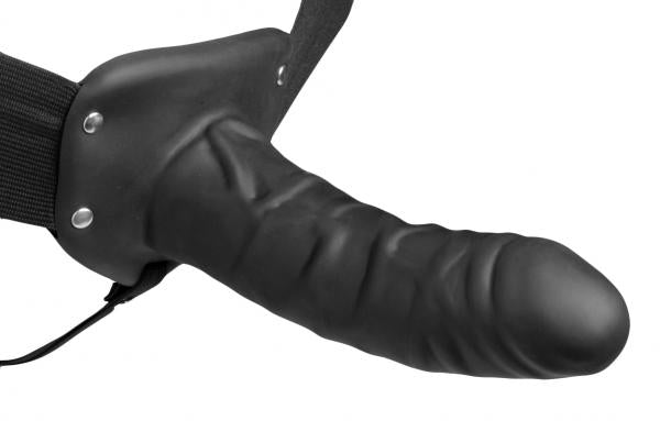 Hollow Silicone Strap On Dildo With Elastic Straps - Black