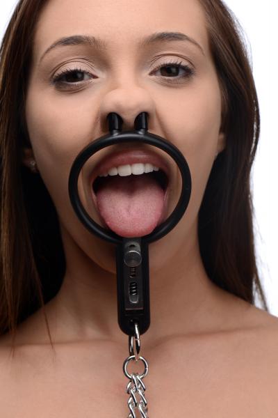 Degraded Mouth Spreader With Nipple Clamps Black | SexToy.com