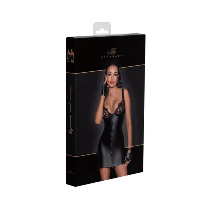 Noir Handmade Powerwetlook Mini Dress With Lace Chest And 2-way Zipper M | SexToy.com