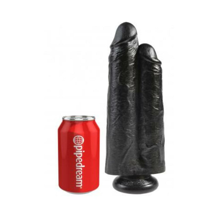 King Cock 9in Two Cocks One Hole Black | SexToy.com