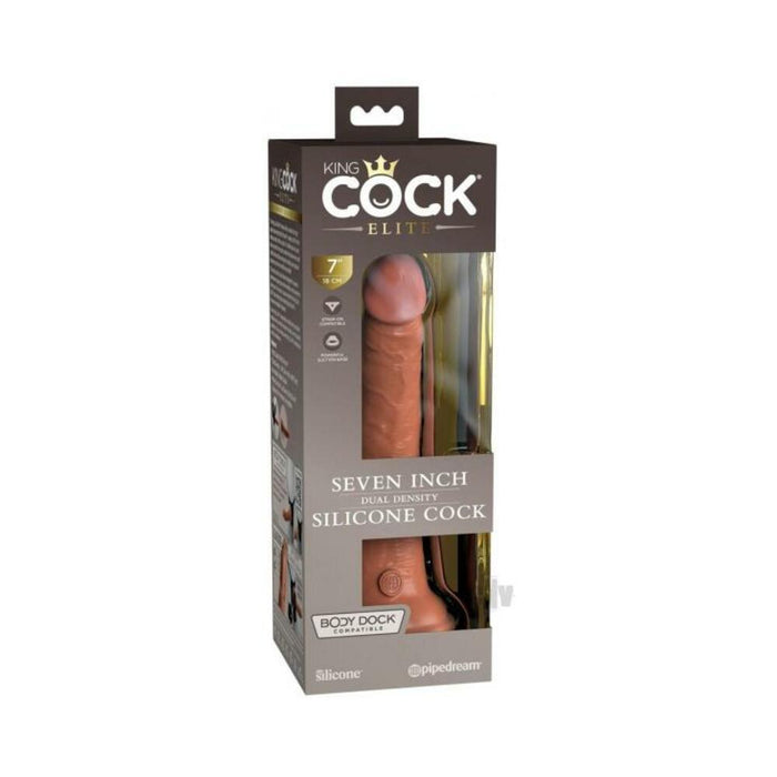 King Cock Elite Silicone Dual-density Cock 7 In. Tan | SexToy.com