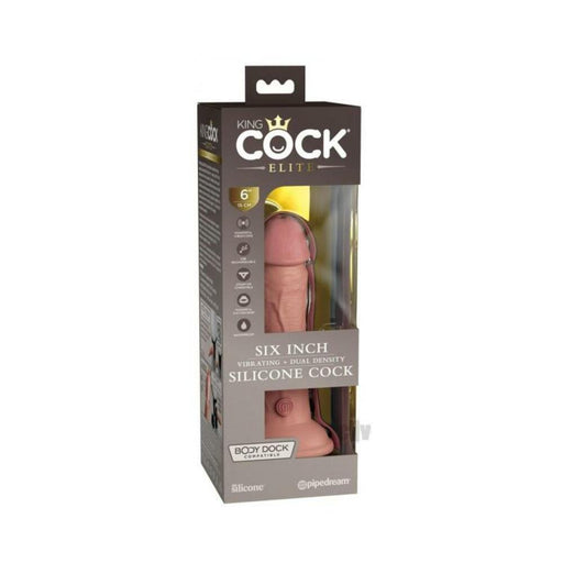 King Cock Elite Vibrating Silicone Dual-density Cock 6 In. Light | SexToy.com