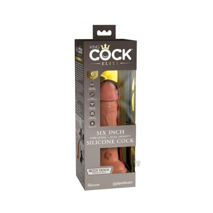 King Cock Elite Vibrating Silicone Dual-density Cock 6 In. Tan | SexToy.com