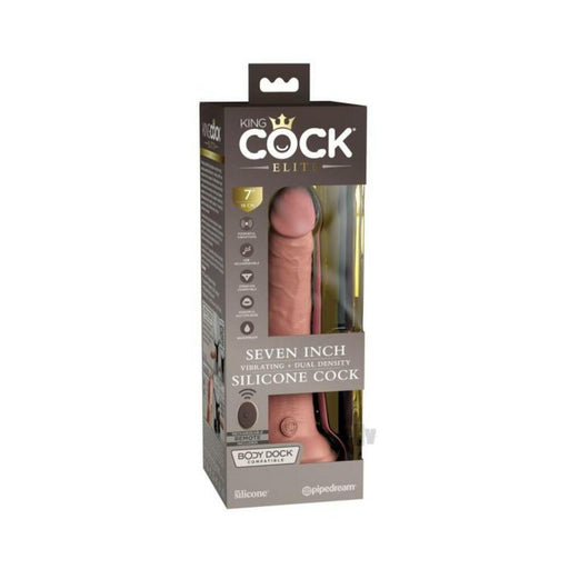 King Cock Elite Vibrating Silicone Dual-density Cock With Remote 7 In. Light | SexToy.com