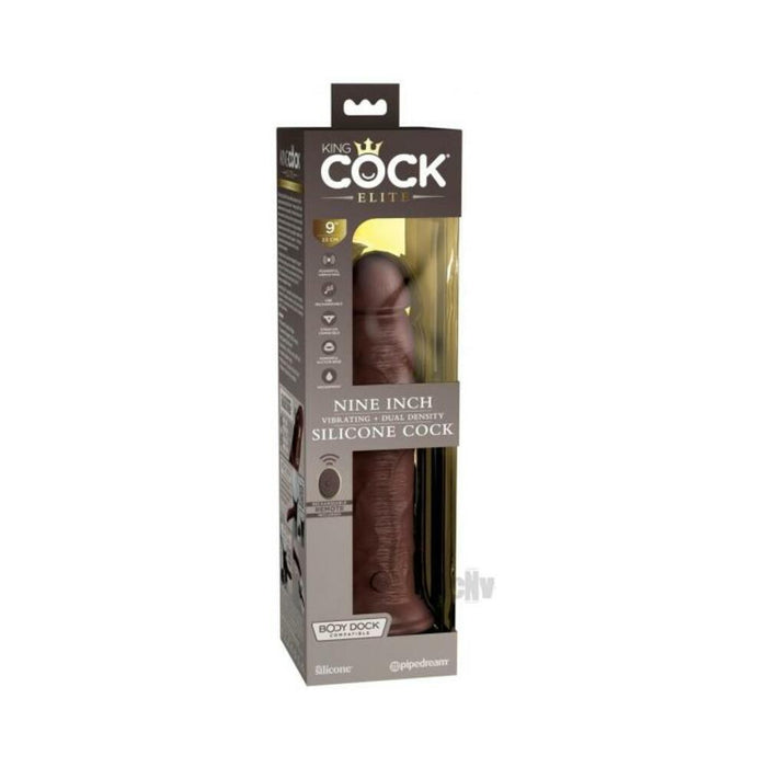 King Cock Elite Vibrating Silicone Dual-density Cock With Remote 9 In. Brown | SexToy.com