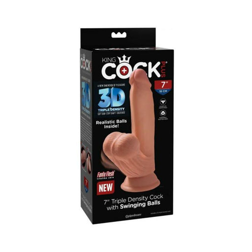 King Cock Plus 7 In. Triple Density Cock With Swinging Balls Tan | SexToy.com