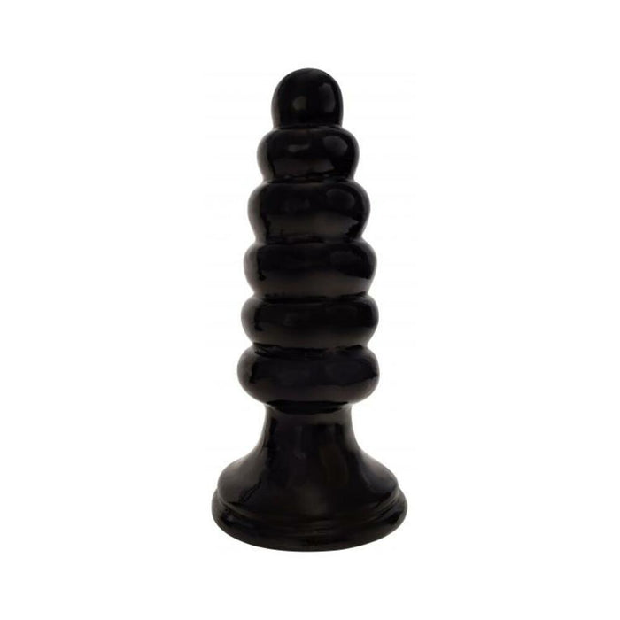Rooster Vibrating Bubble Butt Ribbed Plug Black | SexToy.com