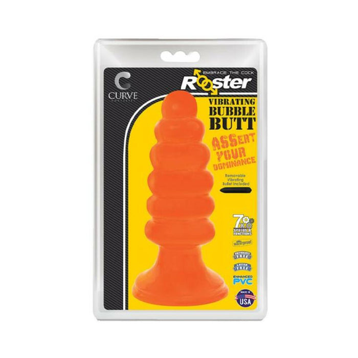 Rooster Vibrating Bubble Butt Anal Plug Orange | SexToy.com