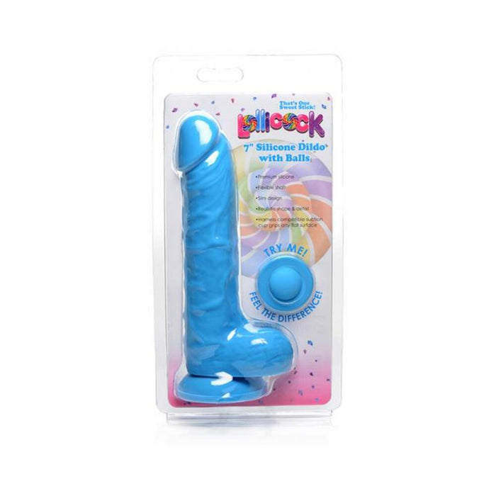 Lollicock Silicone Dildo With Balls 7 In. Berry | SexToy.com