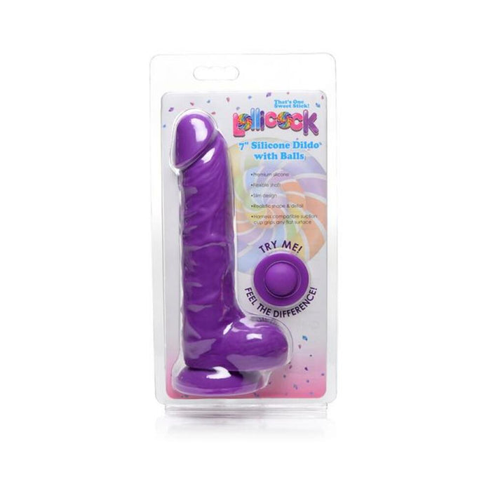Lollicock Silicone Dildo With Balls 7 In. Grape | SexToy.com