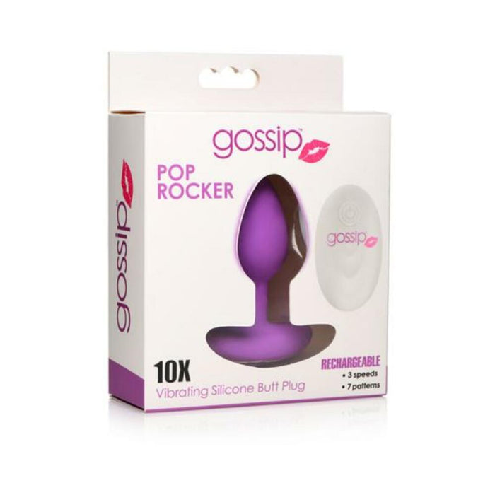 10x Pop Rocker Vibrating Silicone Plug With Remote - Violet