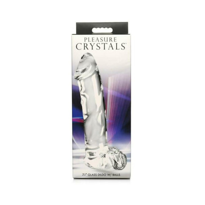 Pleasure Crystals 7.1 In. Glass Dildo With Balls