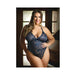 Curve Cara Strappy Stretch Lace Teddy With Snap Crotch Closure 1x/2x Ink Blue | SexToy.com