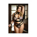 Curve Kiana Wide Elastic Bra And Matching Caged Panty With Cuffs 1x/2x Black | SexToy.com