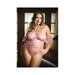 Curve Annabelle Halter Tie Stretch Lace Bodysuit With  Snap Crotch Closure 1x/2x Rose Pink | SexToy.com