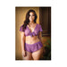 Curve Kate Lace Tie Front Crop Top With Matching Tap Panty 3x/4x Amethyst | SexToy.com