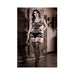 Sheer Power Moves Cutout Net Dress With Attached Gartered Stockings And Stud Detail Qs Black | SexToy.com