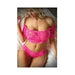 Vixen Hypnotized Scalloped Lace Off Shoulder Crop Top And Matching Panty Os Ultra Pink | SexToy.com